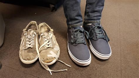 worn out vans shoes.